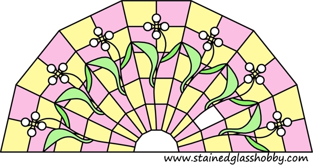Semi-circular panel stained glass design 1