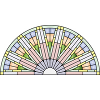 Round door arch panel kaleidoscope stained glass pattern