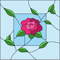 Flower pattern stained glass panel