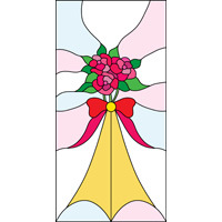 Stained glass pattern with flowers and bow