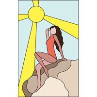 woman sunbathing in sun stained glass pattern